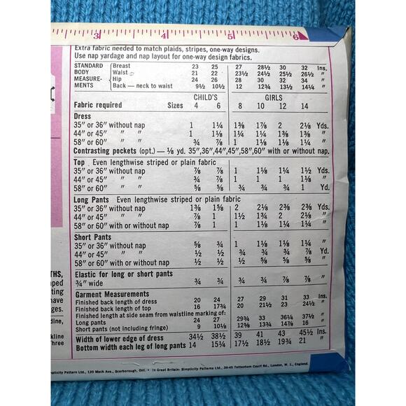 Simplicity 9391 Sewing pattern Girls A line dress pants shorts top 1960s size 6 - Picture 6 of 6